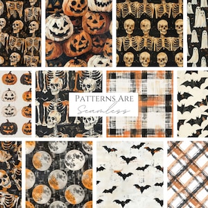 Vintage Halloween Digital Paper: 36 Spooky Seamless Patterns (digital ...