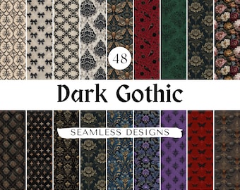 Dark Gothic Seamless Papers – Vintage Rococo Patterns (Digital Download)