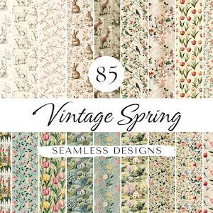 Vintage Spring Digital Paper Pack, Spring Digital Paper, Floral Digital Paper, Digital Scrapbook, Seamless Background, Digital Patterns