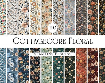 Cottagecore Floral Seamless Patterns: Farmhouse Digital Paper Set (110 JPEG, 15x15 inches)