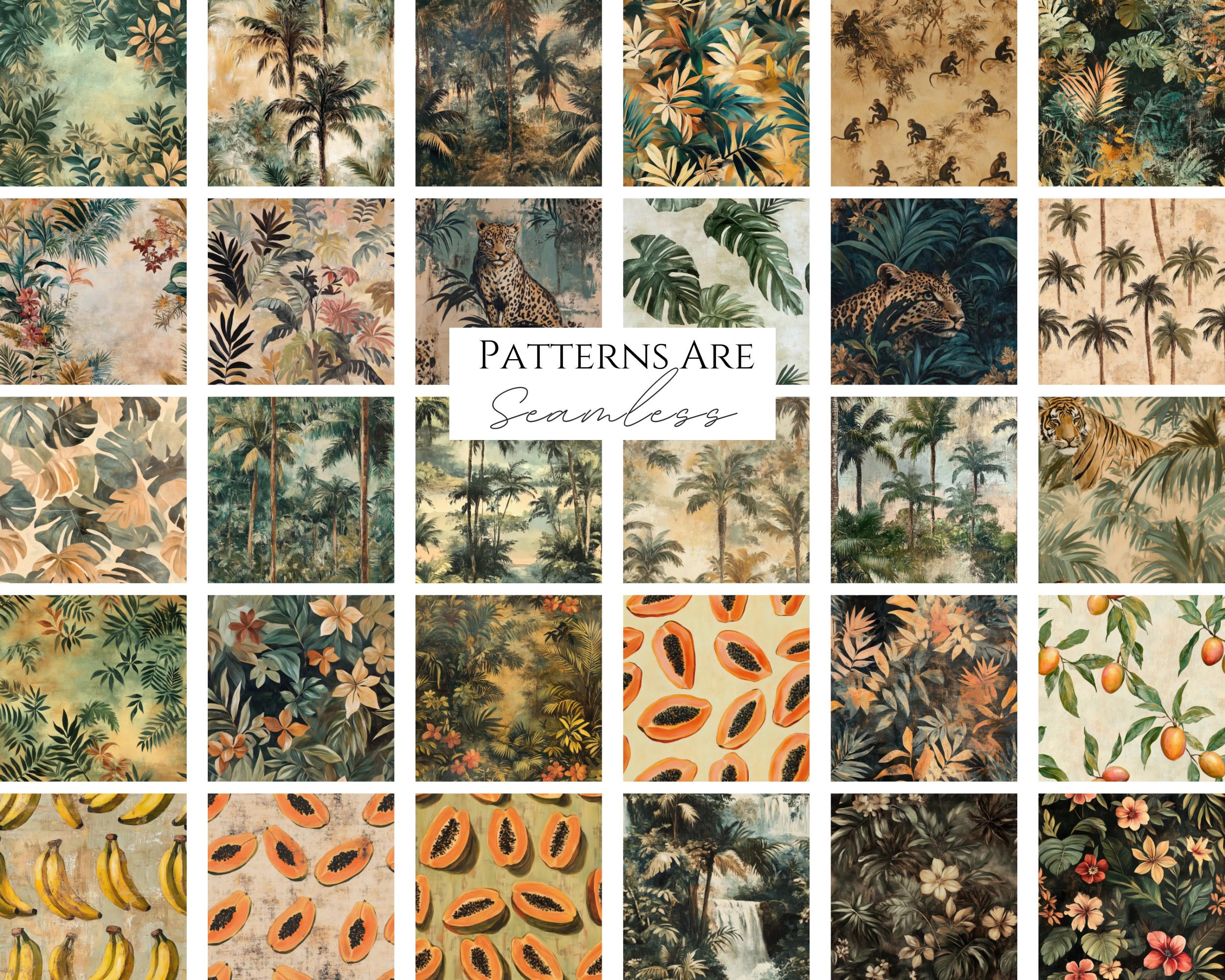 Vintage Jungle Safari Seamless Papers SET Repeated Seamless Animal ...