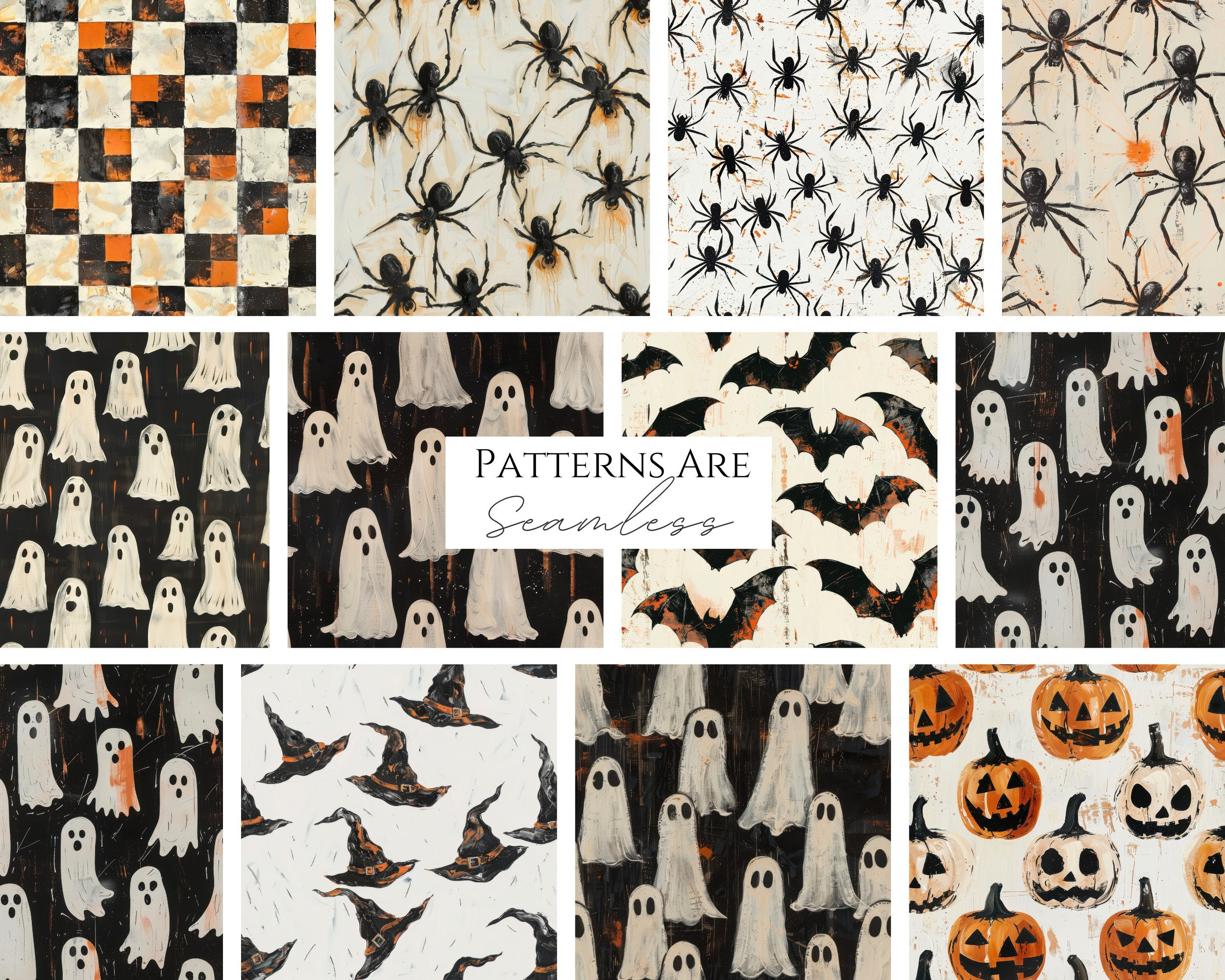 Vintage Halloween Digital Paper: 36 Spooky Seamless Patterns (digital ...