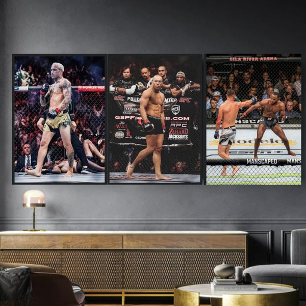 UFC Posters Set Of 3, Jon Jones Poster MMA Poster, Boxing Poster, Sports Poster, Motivational Poster, Sports Bedroom Posters, GSP Poster