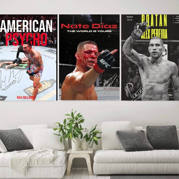 UFC Posters Set Of 3, Jon Jones Poster MMA Poster, Boxing Poster, Sports Poster, Motivational Poster, Sports Bedroom Posters, GSP Poster