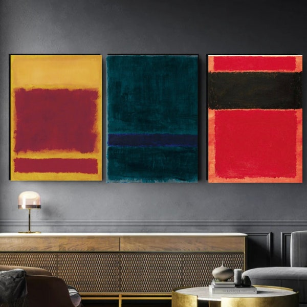 Mark Rothko Set Of 3 Canvas/Poster Art Reproduction, Rothko Reproduction, Abstract Canvas Wall Art, Modern Minimal Art