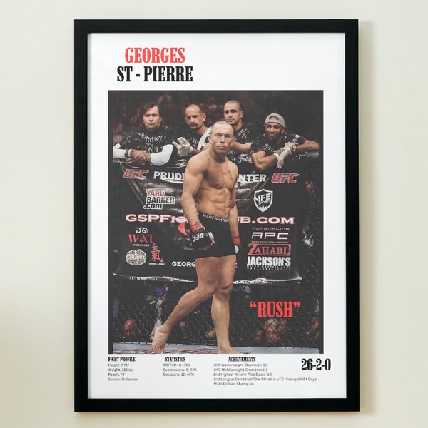 GSP Poster, George St-Pierre , UFC Poster, MMA Poster, Boxing, Wall poster, Wallart,  Print boxing, Poster Prints