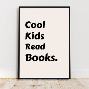 Beige coole Kinder lesen Bücher druckbare, Kinder Lesebuch, Spielzimmer Wanddekor, Klassenzimmer Dekor, Homeschool Poster, Schuldekor, Leseecke
