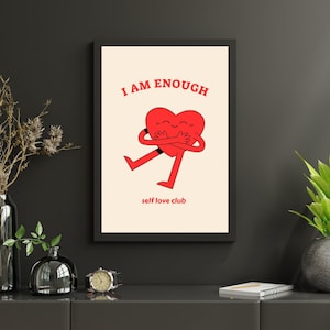 Self Love Club Retro Quote Digital Print Wall Art, Digital Print Download, Digital Download Wall Print, Retro Wall Decor, Printable Wall Art