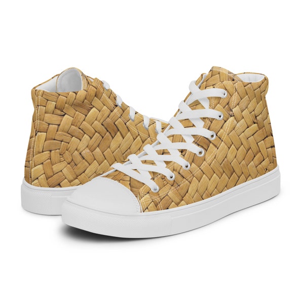 Step into Style with exclusive 'Basket Weaver' High Top Canvas Shoes - Trendy Fashion Statement for Any Outfit