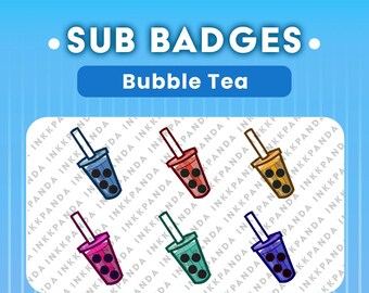 Bubble Tea Sub Badges PNG downloadbare bestanden voor Twitch, Discord en YouTube