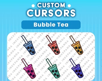 Bubble Tea Muiscursors CUR- en PNG-bestanden Aangepaste cursors Aanwijzer Downloadbare bestanden