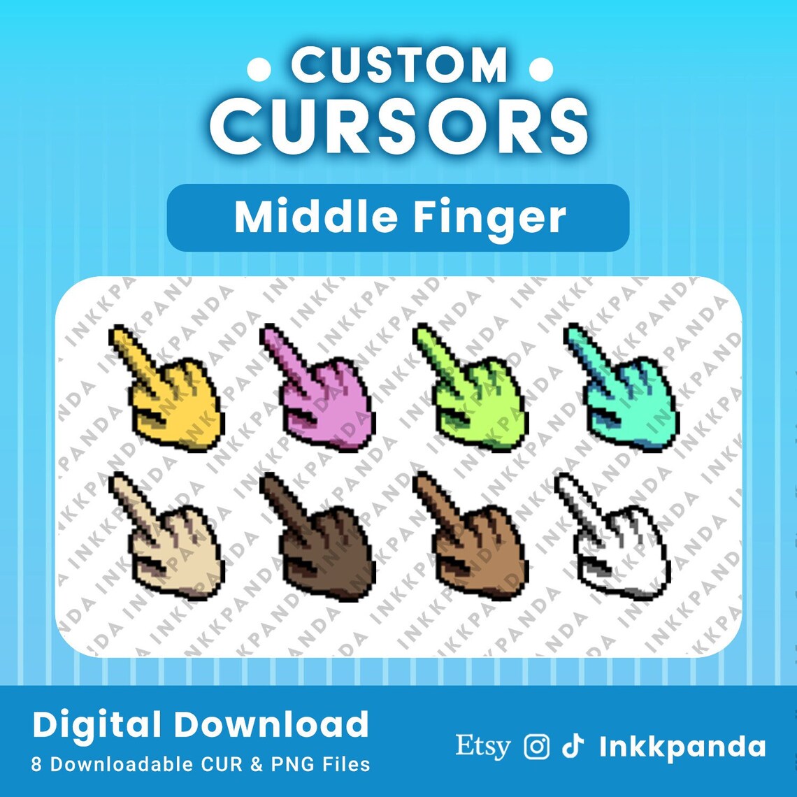 Middle Finger Cursors 8 CUR & PNG Files Custom Cursors Pointers Downloadable Digital Files Etsy