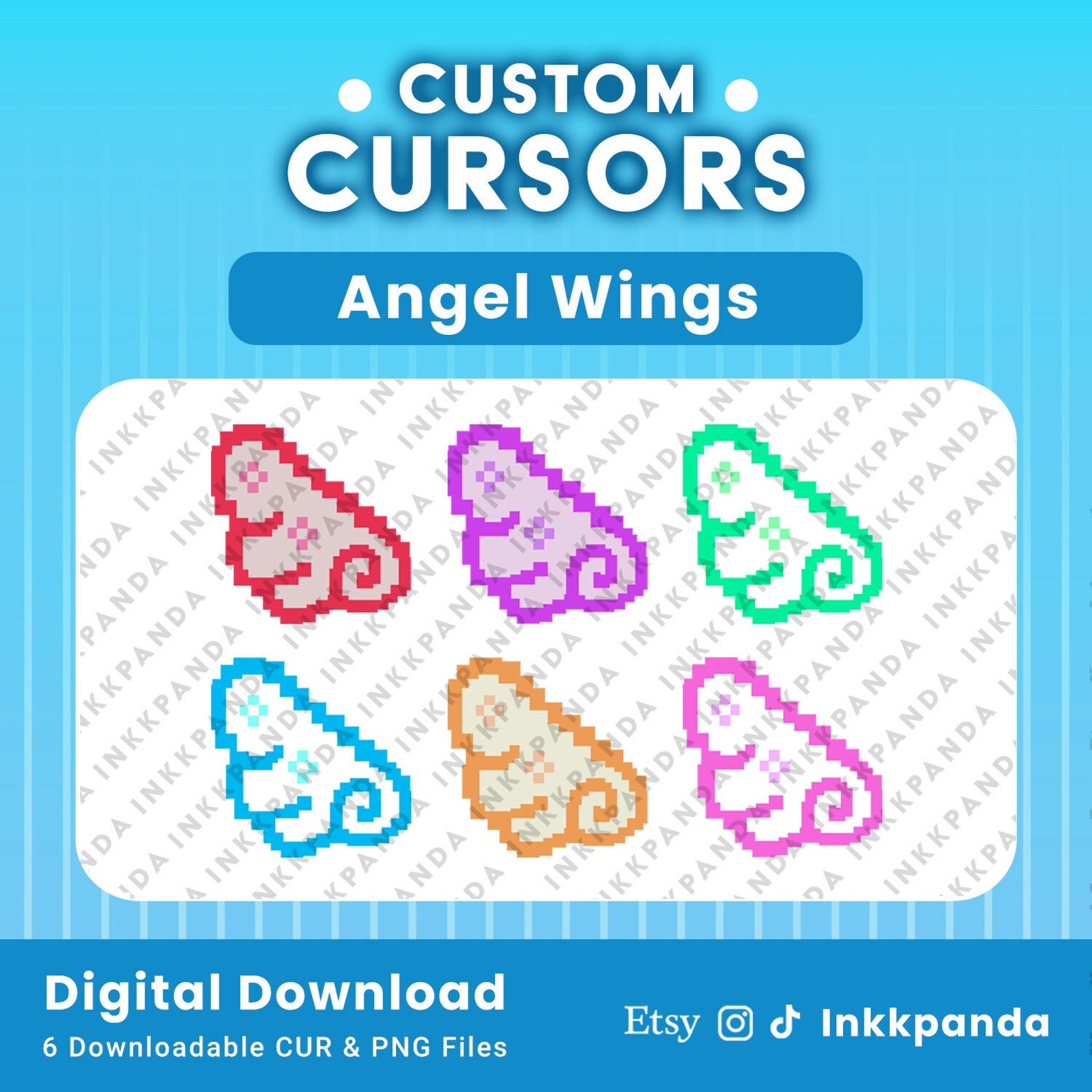 Digital Cursor Angel Wings Cursors CUR & PNG Files Custom Cursors Pointers ...