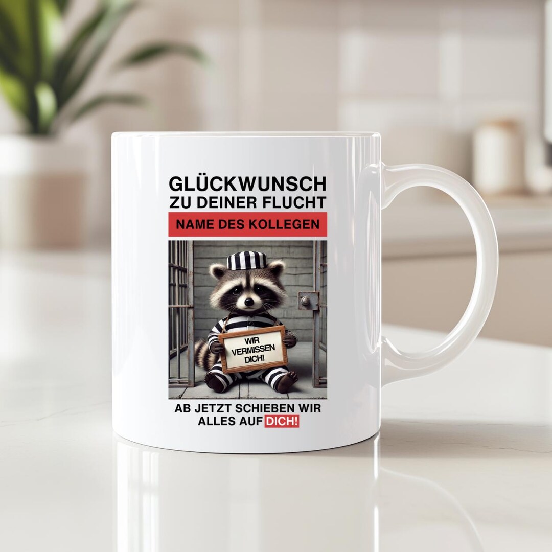Farewell Gift Colleague Personalizable Mug With Funny Raccoon Motif ...