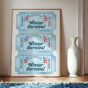 Gilmore Girls Print - Stars Hohle Winter Karneval Ticket Poster, Herbst Wand Kunst Geschenk, Trendige Saisonale Wohnkultur, Blau Ungerahmt 5x7 A4 A3 A2