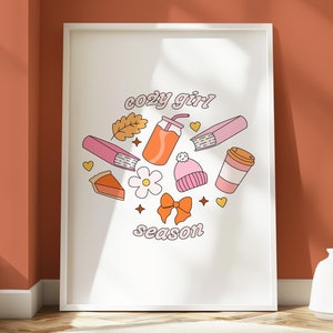 Gemütliches Mädchen Poster // Herbstliches Herbst Poster Warmes süsses Wand Kunst Geschenk für Neues Zuhause Trendy Ästhetische Mental Gesundheit Spruch 5x7 A4 A3 A2 Ungerahmt