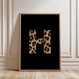 Custom Leopard Letter Art Print: Black Typography Home Decor Alphabet Poster (Unframed)