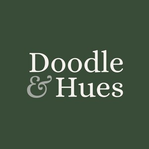 the text "Doodle & Hues" against a green background.