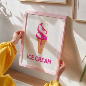 Impresión de helado - Decoración del hogar escandinava Impresión de guardería infantil Dulces dulces de vacaciones de verano Póster para dormitorio infantil Sala de juegos Sin marco 5x7 A4 A3 A2
