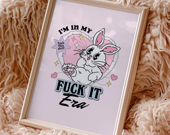 Funny Quote Print: Pink Eclectic Wall Art Mental Health Rude Home Decor (Unframed)