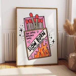 Slow Burn Book Club Matches Print: Trendy Book Nook Decor (Unframed)