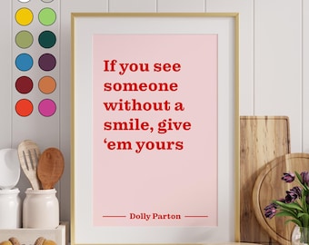 Dolly Parton Quote Print: Colorful Kindness Typography Art (Unframed)