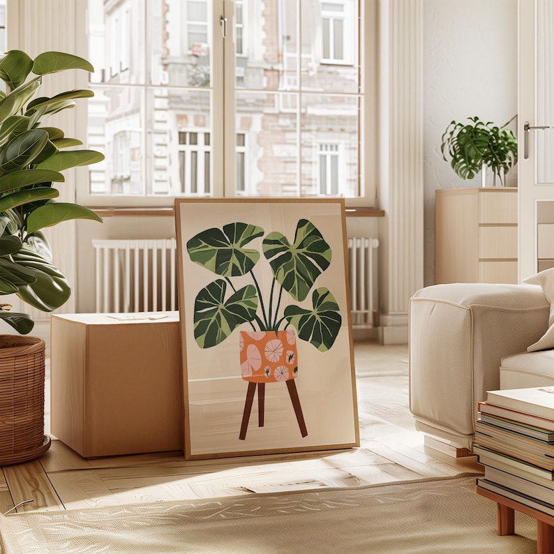 Boho Houseplant Print: Potted Plant Poster, Unframed Wall Art image 4