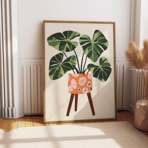 Stampa di piante da interno in stile boho: poster con piante in vaso, decorazione murale senza cornice