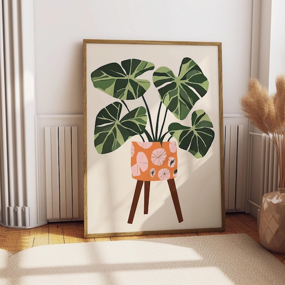 Boho Houseplant Print: Potted Plant Poster, Unframed Wall Art