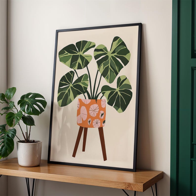 Boho Houseplant Print: Potted Plant Poster, Unframed Wall Art image 3
