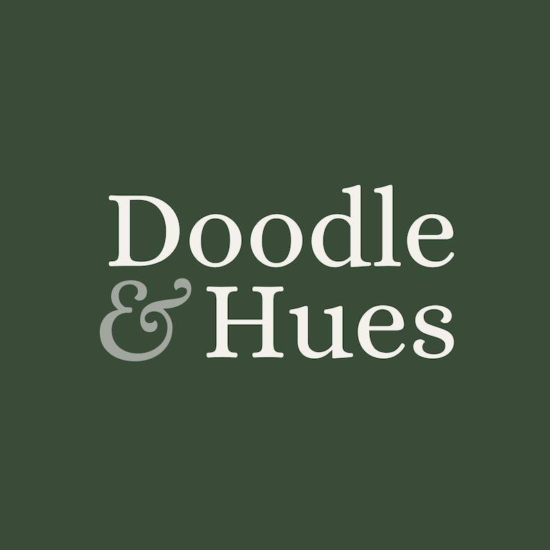 the text "Doodle & Hues" against a green background.