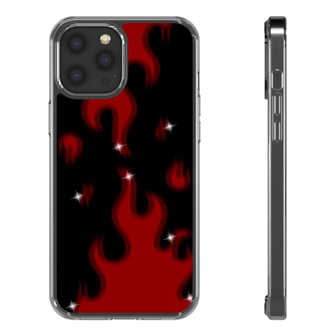 Flame Phone Case, iPhone Case, Black and Red Phone Case, Black and Red