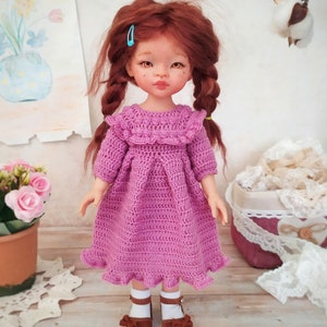 Paola Reina crochet dress step by step tutorial pattern , american girl clothes PDF pattern and tutorial , little darling , boneka , effner zdjęcie 3