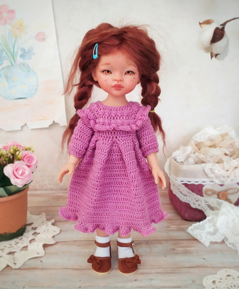 Paola Reina crochet dress step by step tutorial pattern , american girl clothes PDF pattern and tutorial , little darling , boneka , effner zdjęcie 3