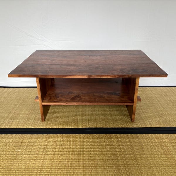 Japanese Solid Wood Coffee Table With Shelf