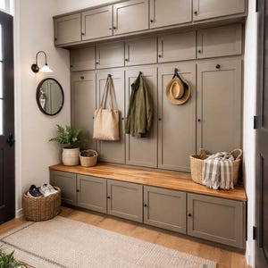 Custom Mudroom Cabinet with Storage Bench (96x96)