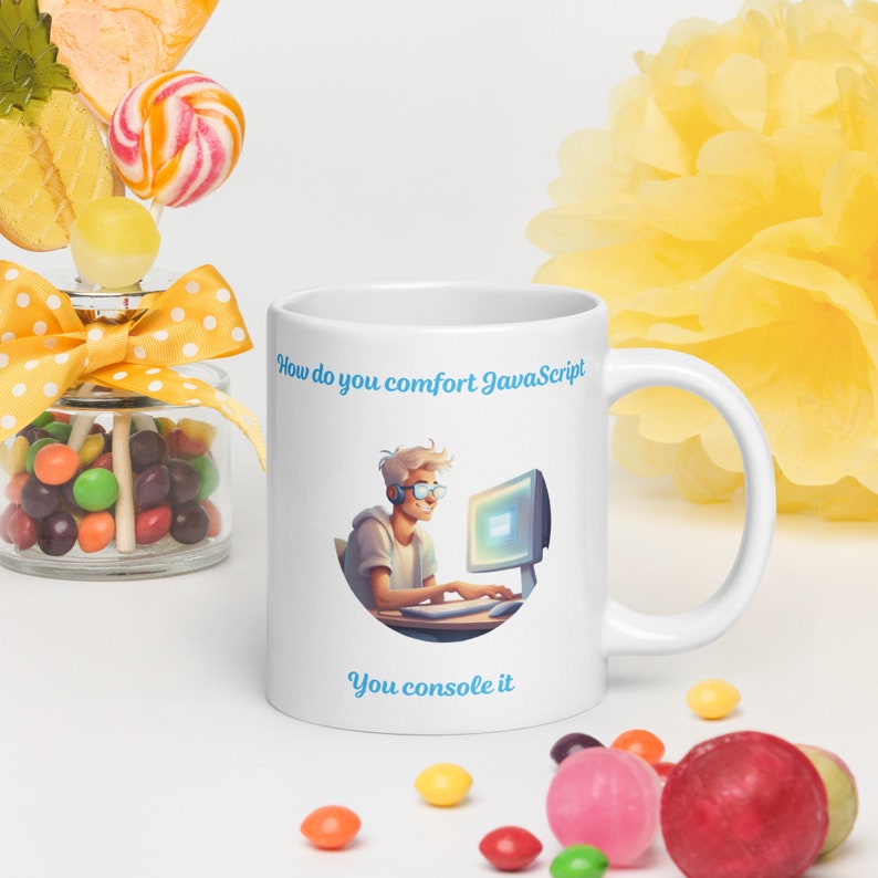 Javascript Console Joke, IT Funny Coder Tea Mug, Developer White Mug ...