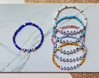 A.C.E Bracelet with Gold hearts - Custom Kpop Elastic Bracelet