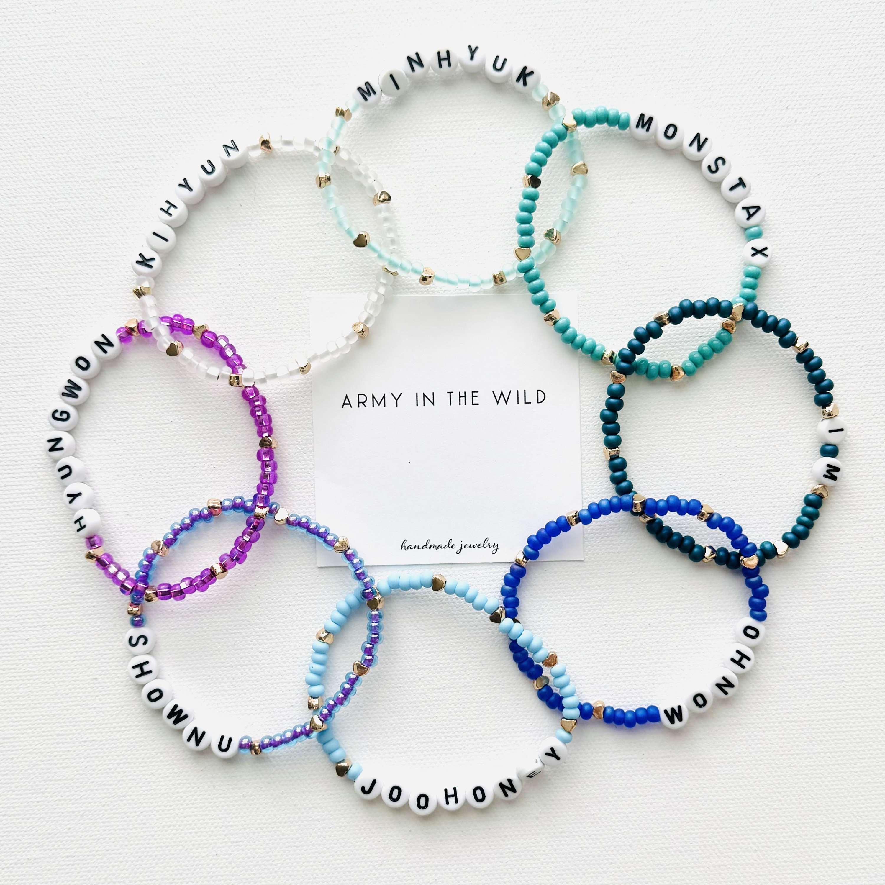 monsta x IM チャンギュン　ブレスレット Monsta X Bracelet With Gold Hearts - Custom Kpop Elastic Bracelet
