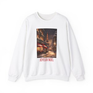 Joyeux Noel Unisex Sweatshirt mit Rundhalsausschnitt, Frohe Weihnachten, Französisches Weihnachtshemd, Weihnachten in Paris, Eiffelturm Weihnachtshemd