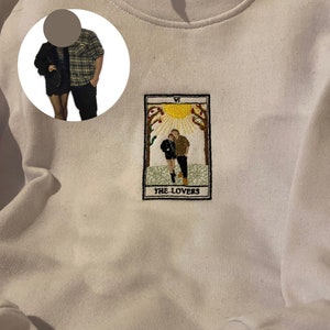 Aangepaste The Lovers Tarot Card Geborduurd Sweatshirt, Aangepast Cadeau, Gepersonaliseerde Sweatshirt, The Lovers, Valentijnsdag Cadeau