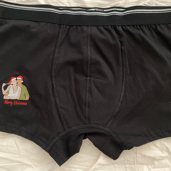 Christmas Boxer Gifts for Boyfriend, Embroidered Underwear, Custom Gifts, Custom Boxer