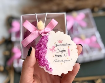 Sweet 16 en quinceañera magneetbedankjes voor grote gasten | Gepersonaliseerde Sweet 15 Party Keepsake