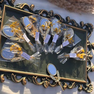Elegante espejo de ángel dorado como recuerdo de fiesta, recuerdo de bautizo personalizado, regalo de espejo de ángel personalizado, lujosos regalos de bienvenida para bebé, regalo de espejo de ángel