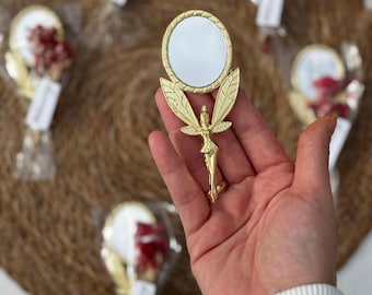 Elegant Gold Angel Mirror Party Favor, Personalized Baptism Keepsake, Custom Angel Mirror Gift,Luxury Welcome Baby Favors, Angel Mirror Gift