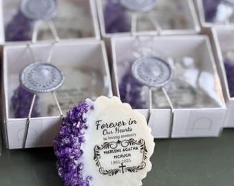Bulk Personalized Funeral Favors Magnet With Tag, Grave Ornaments, Funeral Favors for Guests, Personalized Funeral Magnet, Memorial Favors