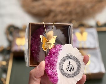 Aqeeqah Favour Butterfly, Ayatul Kursi Magnet, Islamic Baby Favors, Personalized Ameen Gift, Pink Crystal Aqeeqah Favors, Muslim Party Favor
