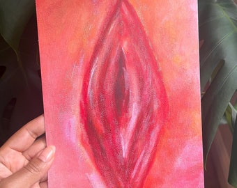 Impresión artística de Yoni / Pintura de vulva, regalo feminista y positivo para el cuerpo (15,2 x 20,3 cm)