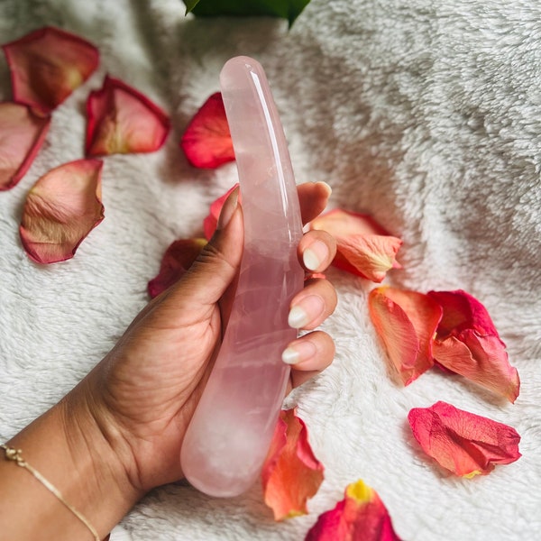 Rose Quartz Curved Crystal Yoni Wand | Rose Quartz Healing Yoni Wand | Crystal Dildo | Sex Toy | G Spot |  Self Healing and Pleasure