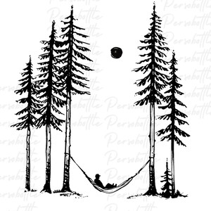 Archivo SVG, Hamaca, Árboles, Diseño Svg Naturaleza, Svg Bosque, Svg Escena Naturaleza, Pareja SVG, Relación SVG, Grabado Láser Svg, Hamaca Svg